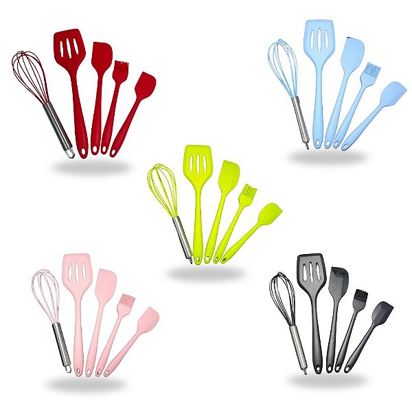 Kit Utensílios De Cozinha De Silicone Bazik Com 5 Peças Wu-337