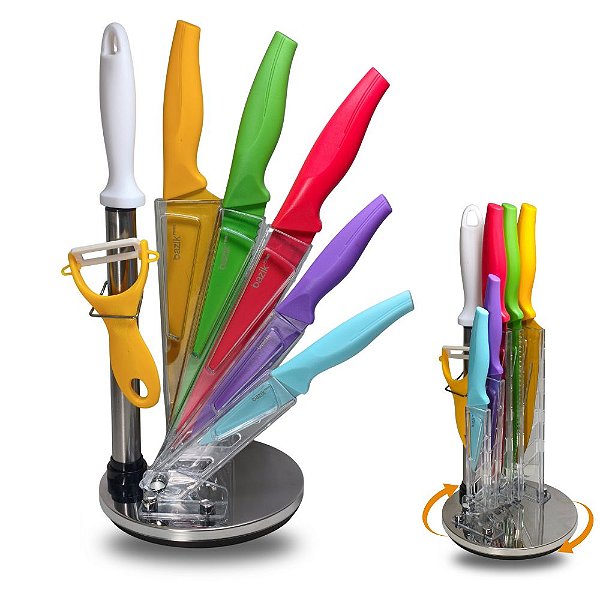 Kit Jogo De Facas Aço Inox Cozinha 8 Peças BAZIK WU-346
