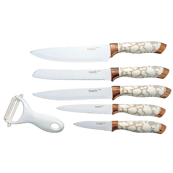 Kit Jogo De Facas Aço Inox Cozinha 6 Peças BAZIK WU-343