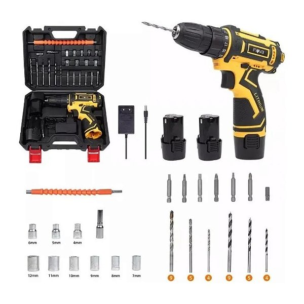 Furadeira Elétrica De Lítio Escovada 12V - 24 Peças Scr-12912