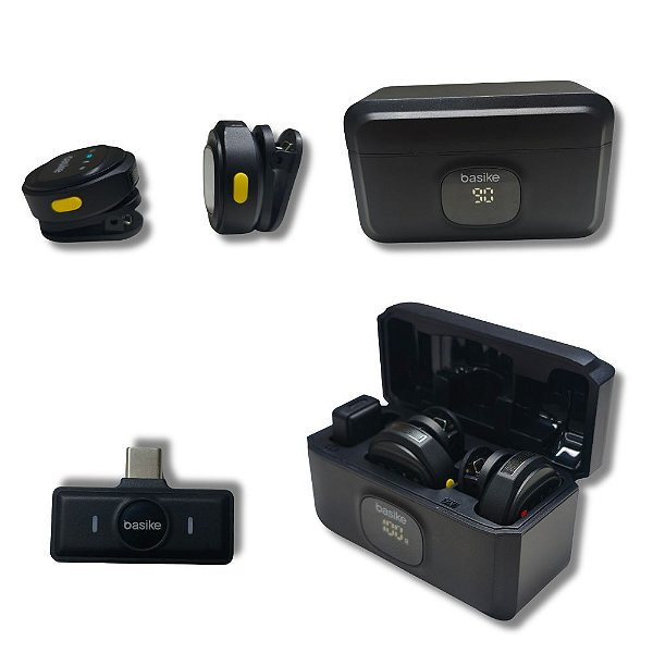 Microfone De Lapela Mini 2 in 1 Profissional Compatível Com Tipo C Ba-MIC0007-CC