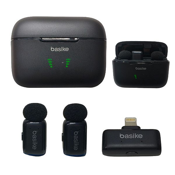 Microfone Lapela Sem Fio Anti Ruído Lightning - BASIKE - Ba-MIC0008