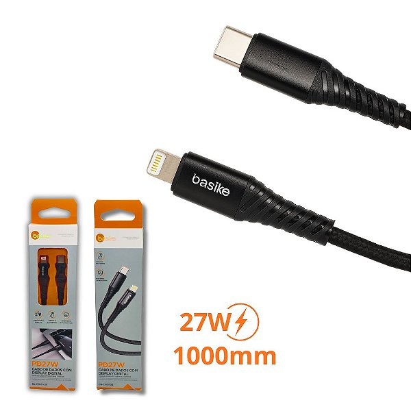Cabo Basike - USB-C Para Lightning - 27W - 1 Metro - BA-CBO105