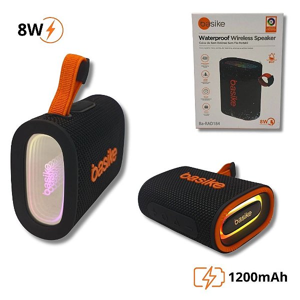 Caixa De Som Bluetooth Portátil Basike BA-RAD184 - 8W 1200mAh