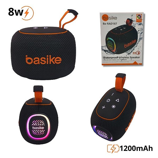 Caixa De Som Bluetooth Portátil Basike BA-RAD187 - 8W 1200mAh