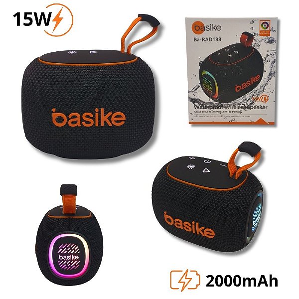 Caixa De Som Bluetooth Portátil Basike BA-RAD188 - 15W 2000mAh