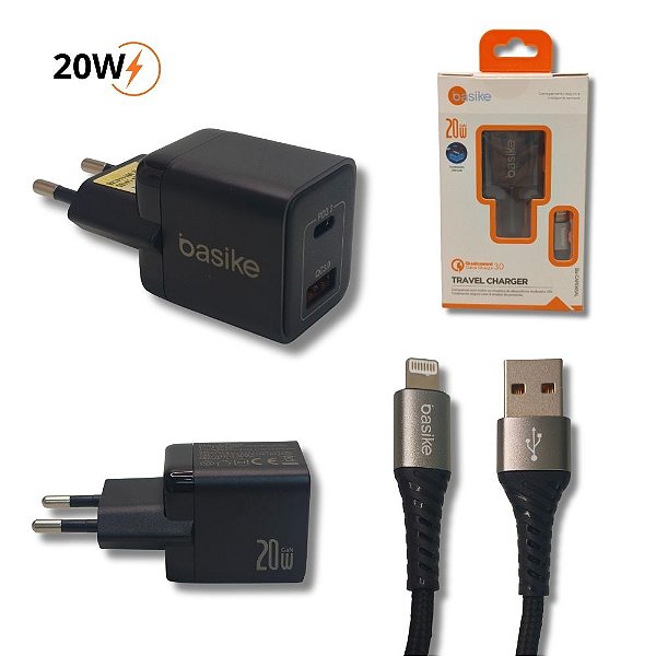 Carregador Celular 20W 2 Saídas Quick Charge Com Cabo IOS Ba-car046AL