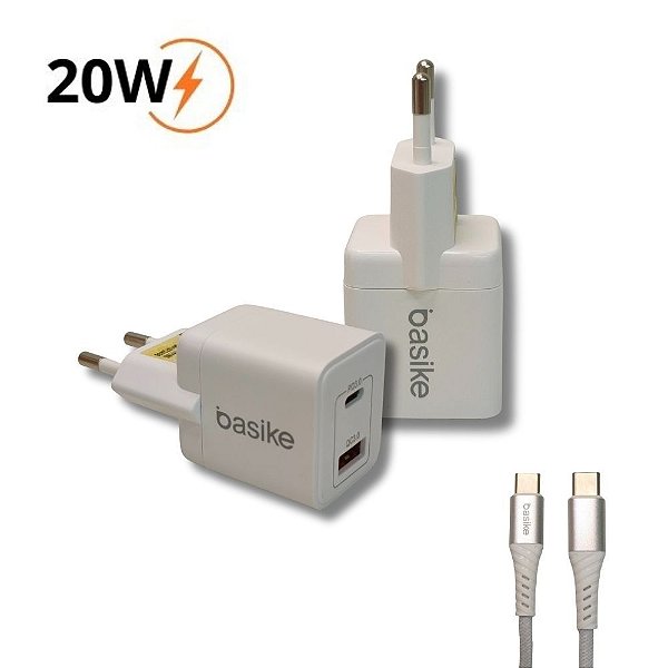 Carregador Celular 20W 2 Saídas Quick Charge Com Cabo Tipo C para Tipo C Ba-car046CC