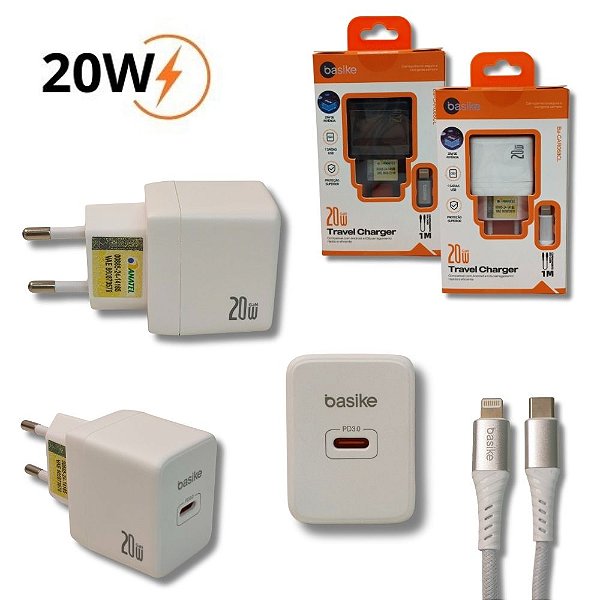 Carregador Celular 20W Saida Tipo C Quick Charge Com Cabo IOS BA-CAR068CL