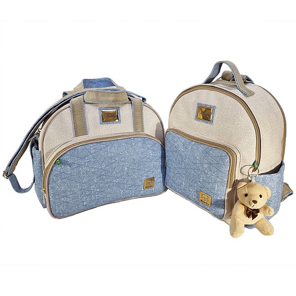 Kit Bolsa Jeans Média + Mochila + Trocador