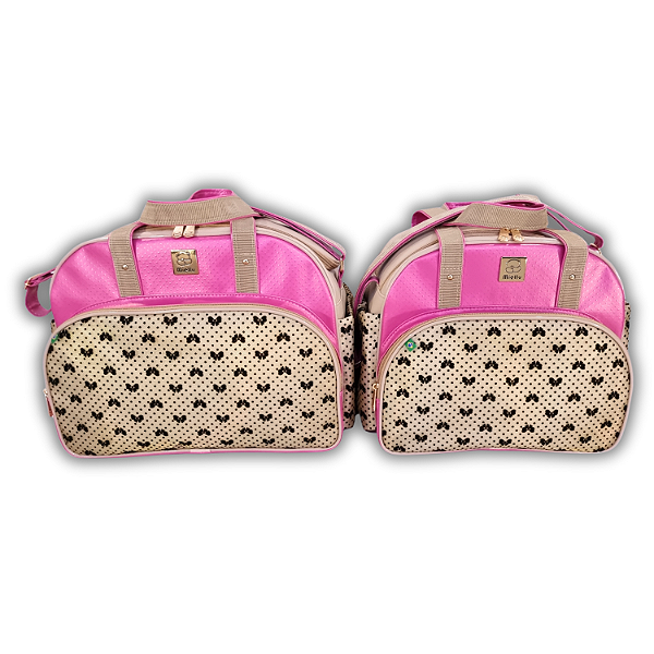 Kit Maternidade Bolsa Bebe Flocada com Trocador - Pink
