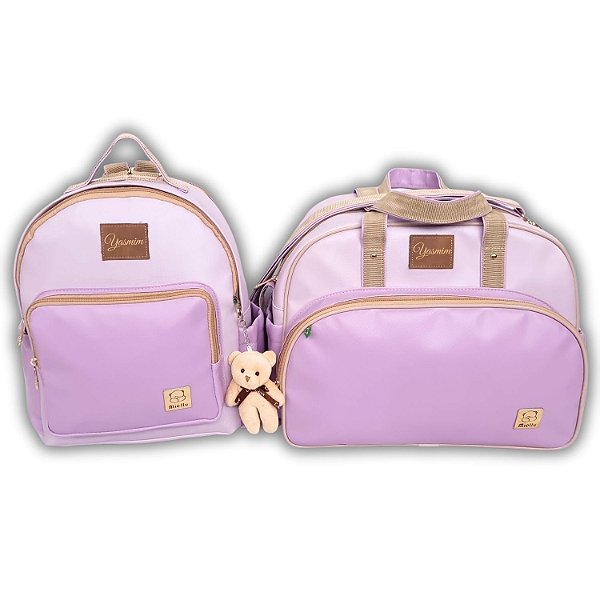 Kit Yasmim Candy Bolsa Grande + Mochila + Trocador - Lilás