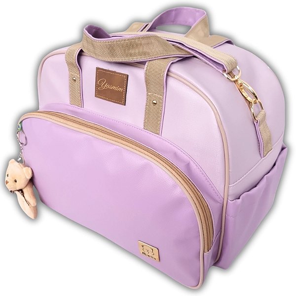 Bolsa Bebe Maternidade Grande Personalizada + Ursinho - Yasmim Candy - Lilas