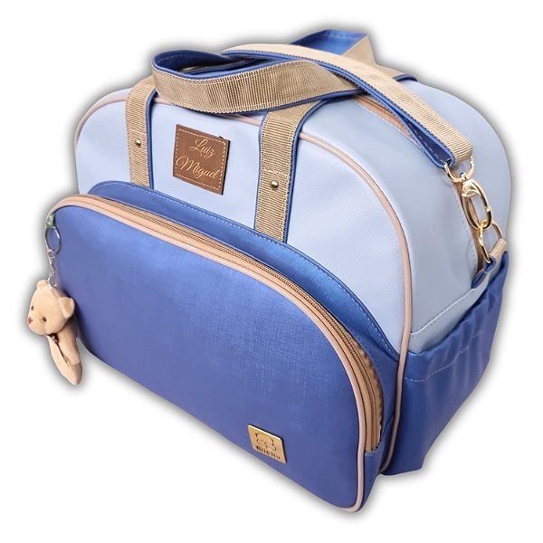 Bolsa Bebe Maternidade Grande Personalizada + Ursinho - Yasmim Candy - Azul
