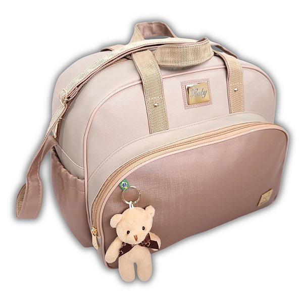 Bolsa Bebe Maternidade Grande Coffee Personalizada + Ursinho