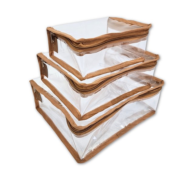 Kit 3 Pecas Bolsa Organizadoras Para Mala Roupas Bagagem Viagem Cristal Impermeável