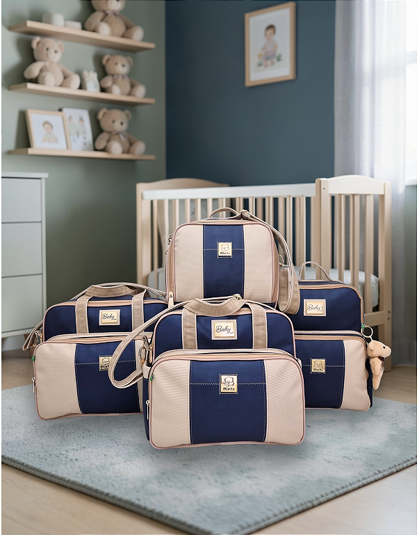 Kit Bolsas Maternidade Completo Bebê Personalizada com Nome + Trocador Miellu - Linha Deluxe