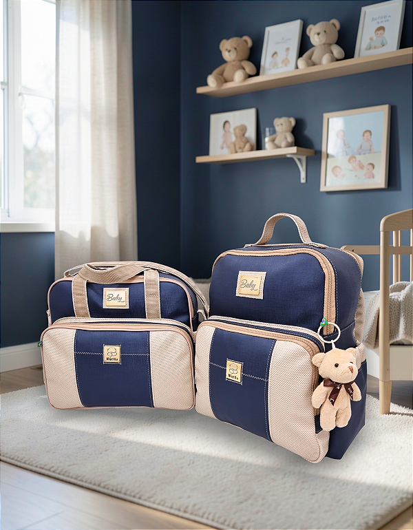 Kit Bolsa Média Maternidade Bebê Personalizada com Nome + Mochila + Trocador Miellu - Linha Deluxe