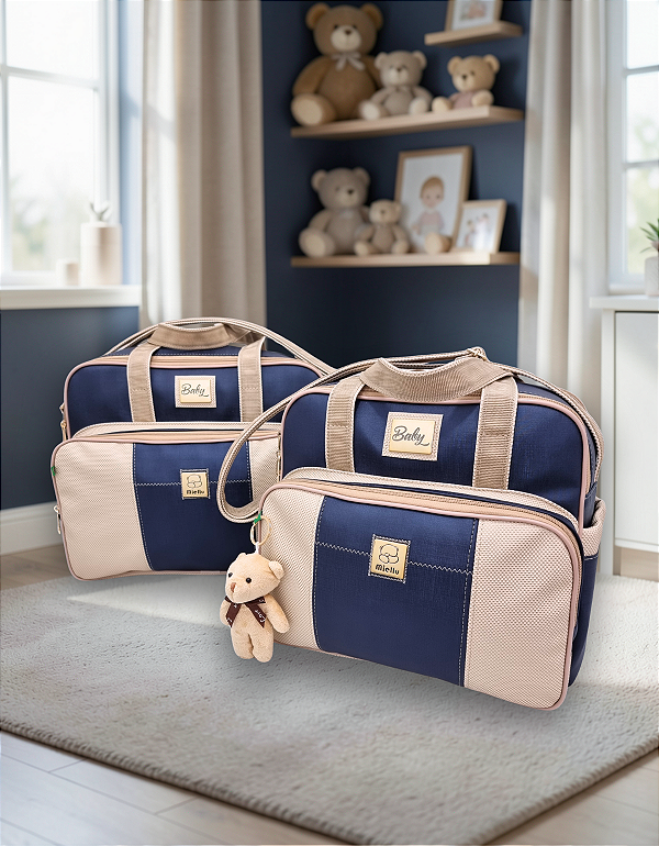 Kit Bolsas Maternidade Bebê Personalizada com Nome + Trocador Miellu - Linha Deluxe