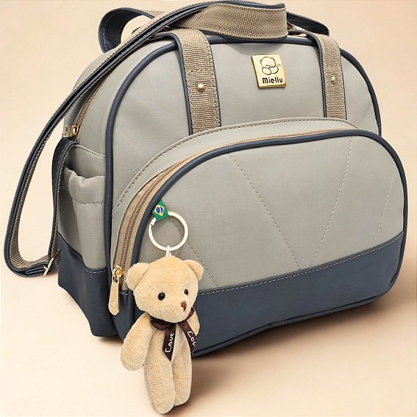 Bolsa Pequena Bebe Maternidade Classic Enxoval Miellu Bolsas com Urso Chaveiro - 2 peças