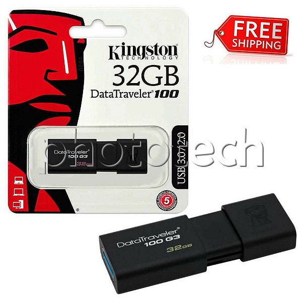 PEN DRIVE KINGSTON DATATRAVELER 100 32GB USB 3.0 100MB/s ORIGINAL LACRADO