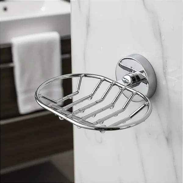 Saboneteira de Parede Aço Inox Aramada Moderna