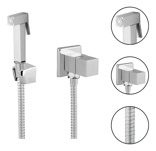 Ducha Higiênica Quadrada Metal 1/4 de Volta Duchinha Gatilho Banheiro