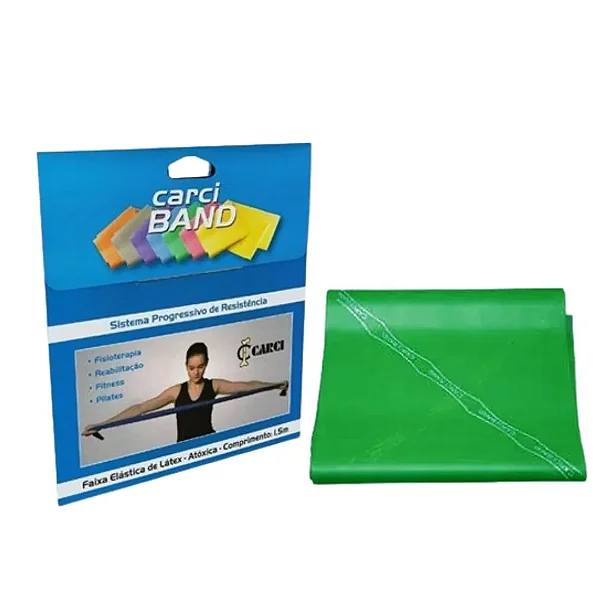 Faixa Elástica Carci Band Verde Médio 1,5m Treino Fisioterapia