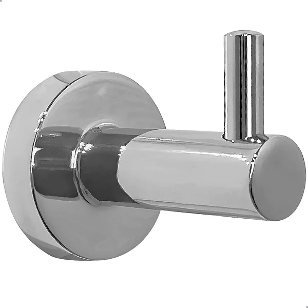 Suporte Parede Gancho Redondo Inox Brilhante para Toalhas de Rosto Mão