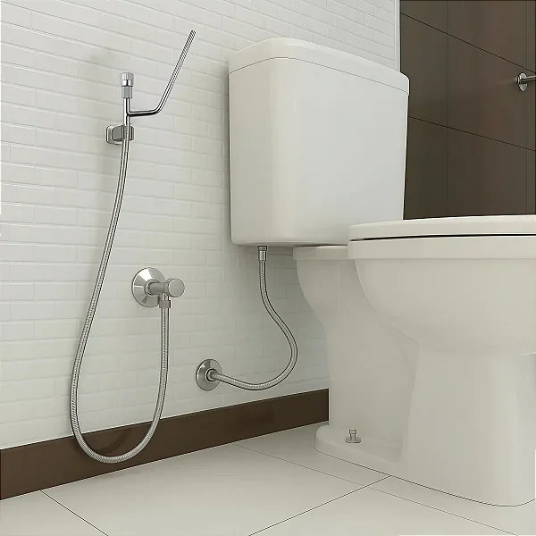 Ducha Higiênica Metal Para Higienização de Bolsa Colostomia com Registro