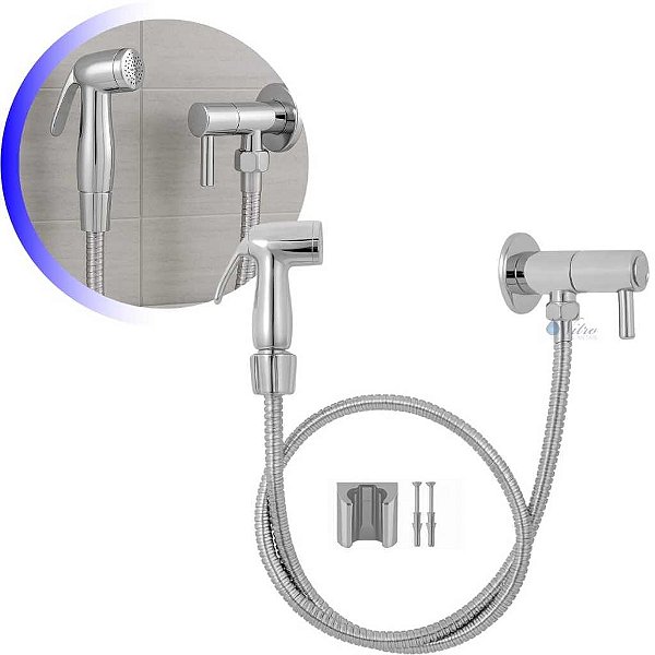 Ducha Higiênica Mangueira 1,20 M Cromada C/ Registro Metal