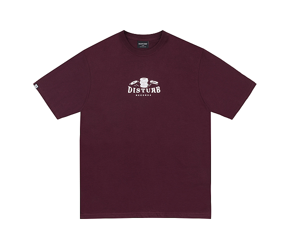 Camiseta Disturb Logo Records T-Shirt in Burgundy