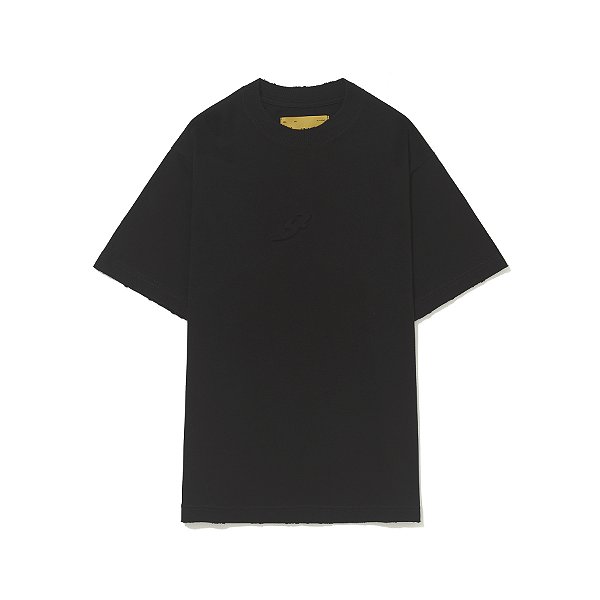 Camiseta Barra "B Garça" Alto Relevo Puída Preta
