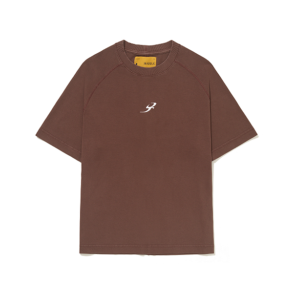 Camiseta Barra Raglan B Garça Estonada Marrom
