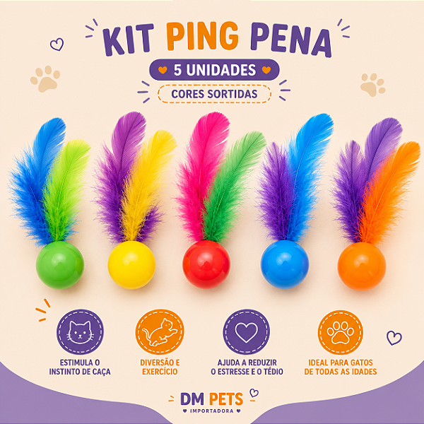 Kit Ping Pena para Gatos | 5 Unidades | DM Pets