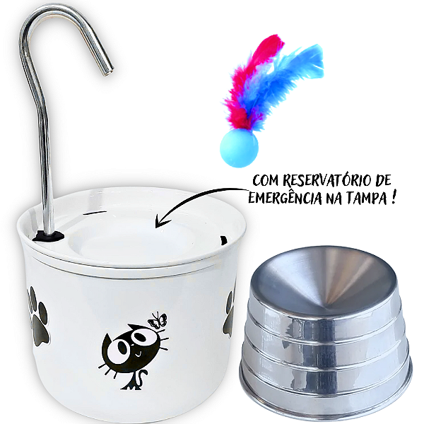 Kit Fonte para Gato + Comedouro - Colors Branco