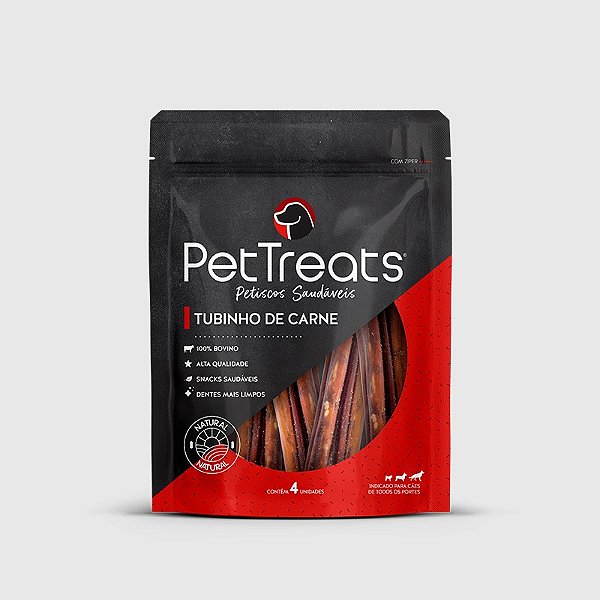 Petisco Natural para Cães Tubinho de Carne 4UN PetTreats