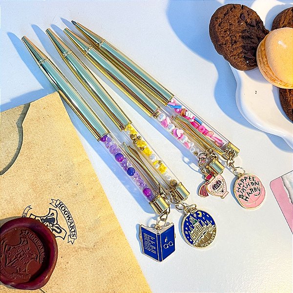 Caneta Luxo Harry Potter Com Pingente