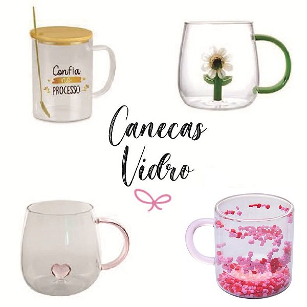 Canecas Vidro Frases 3D
