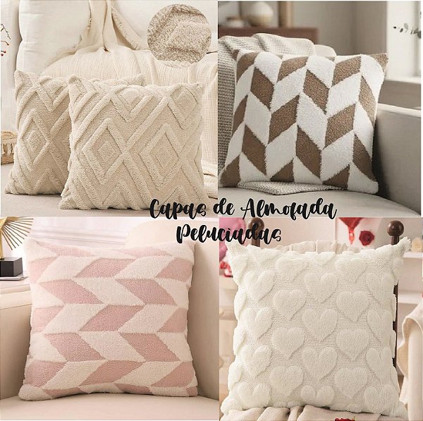 Capa de Almofada Peluciada Rosa, bege e marrom