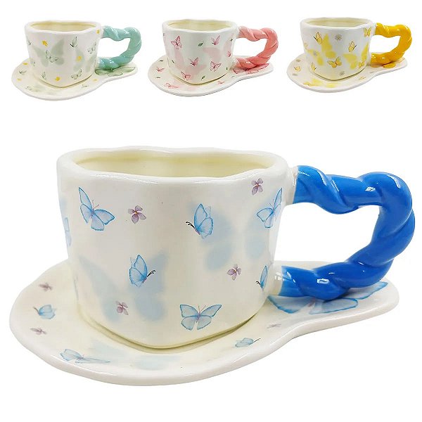 Caneca Borboletas em Cerâmica