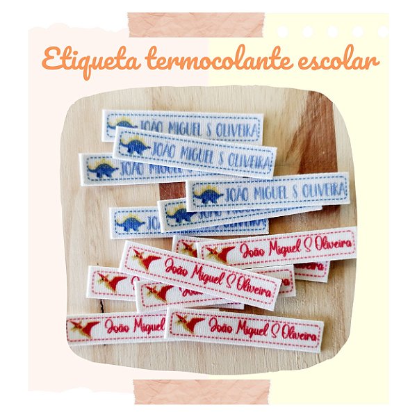 Etiqueta em tecido termocolante 1x5cm - 100 unidades