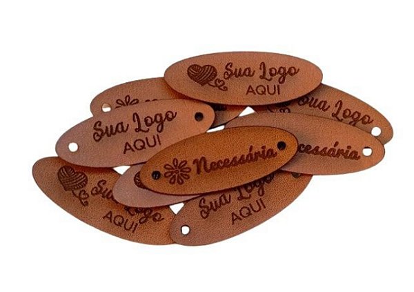 Etiquetas De Couro Sintético Oval 1,5x4cm - 50und