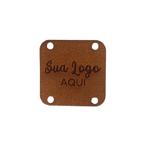 Etiquetas De Couro Sintético Quadrado 3x3cm - 100und