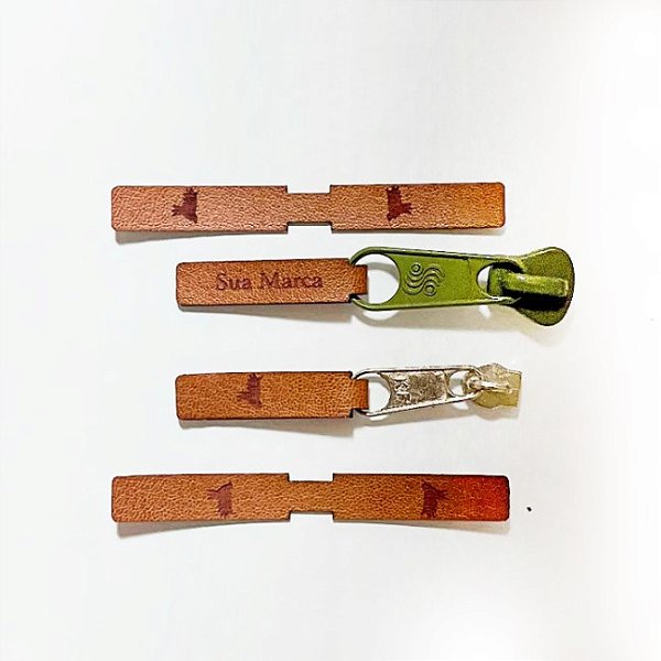 Puxadores de Zíper em Couro Sintético em 0,7x3cm - Personalizado com sua logo ou Marca - Retangular