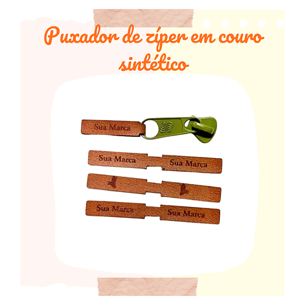 Puxadores de Zíper Personalizados em Couro Sintético 0,7×6 cm – Retangular