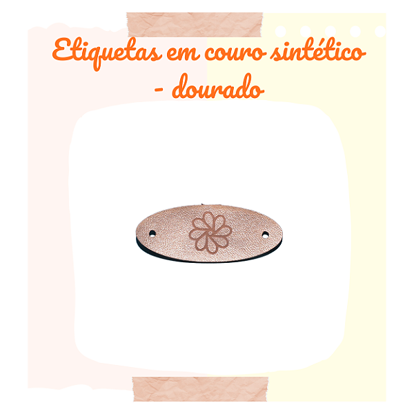 Etiquetas De Couro Sintético Ovais - dourado