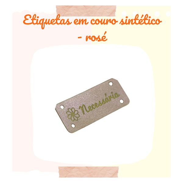 Etiquetas Em Couro Sintético Retangulares - rosé