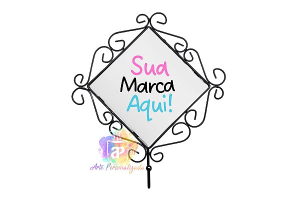Moldura de Metal Com Gancho e Azulejo 15x15cm Personalizado (Personalização Já Inclusa!)