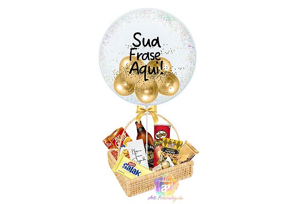 Cesta Premium Cerveja Com Caneca de Chopp e Bubble Personalizados